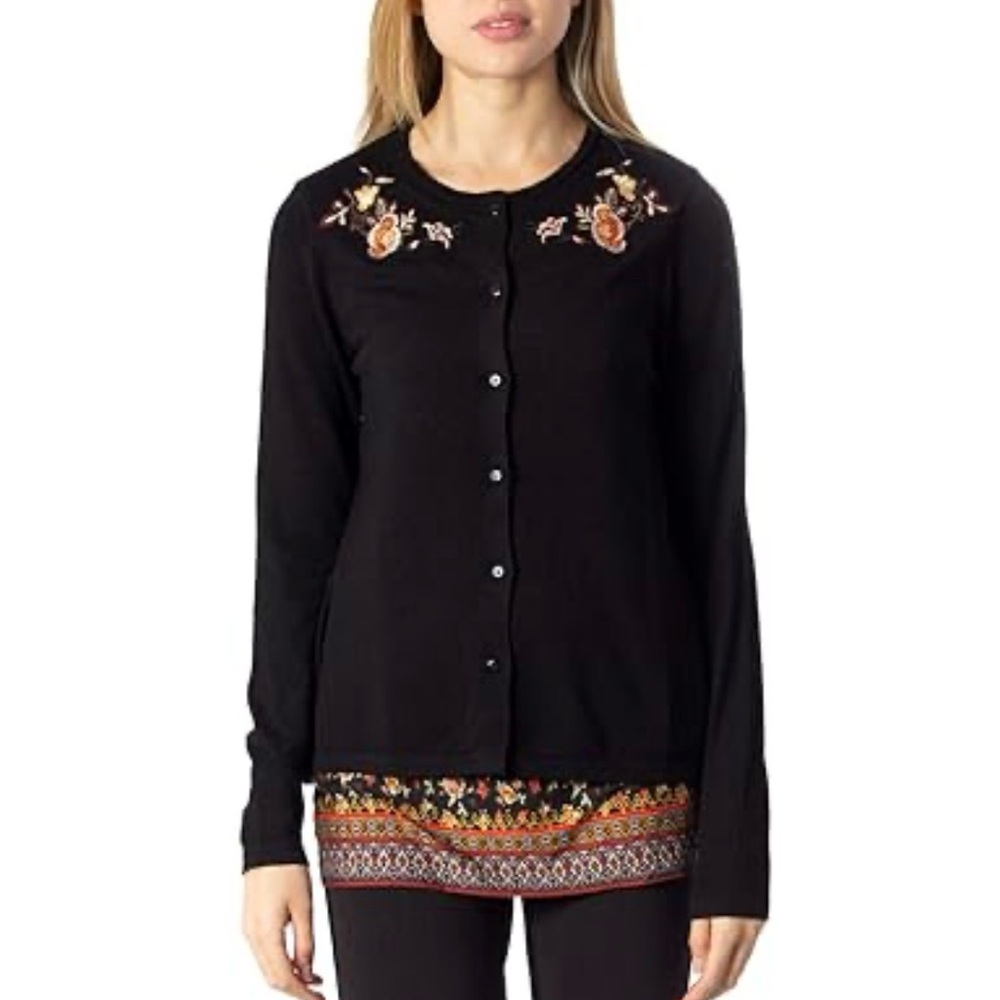 Desigual Black Cardigan With Embroidery